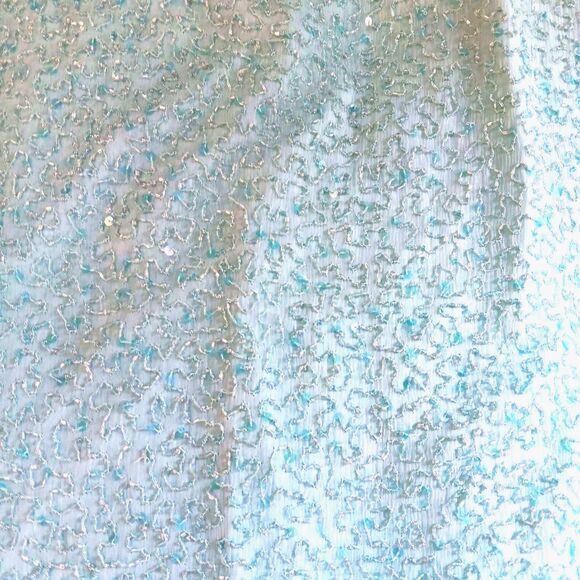 Vintage Lawrence Kazer Teal Aqua Beaded Silk Midi Skirt Sz S 80s 90s Eveningwear - Picture 6 of 16
